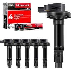 MAS 6Pcs Ignition Coil Pack & 6Pcs Motorcraft Platinum Spark Plug SP520 Compatible with Ford Flex Fusion Lincoln MKS MKZ 3.7 3.5 V6 Replacement for UF553 SP589