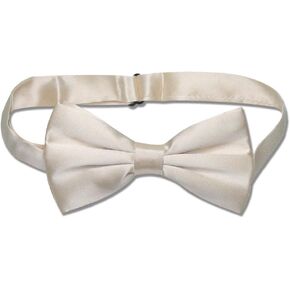 Vesuvio Napoli 100% SILK BOWTIE Solid CREAM OFF-WHITE Color Men's Bow Tie for Tuxedo or Suit
