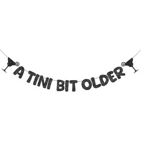 Fulmoon Pre Strung A Tini Bit Older Banner Glitter Martini Party Decorations Martini Bar Party Decorations Birthday Banner for Women (Champagne Gold)