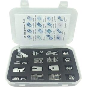 Youngine 15pcs Sewing Machine Presser Walking Foot Kit Professional Snap-On Low Shank Sewing Accessories for Brother, Singer, Viking, Janome, Kenmore