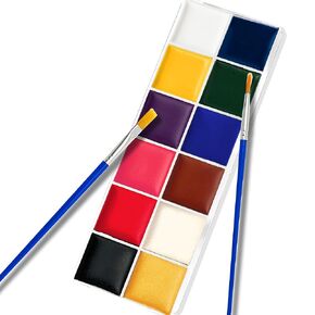 Face Paint Kit 12 Colours Oil Based for Adult Kids Body Face Painting Body Paints Set for Halloween Holiday Art Party Fancy Make Up Palette with 2 Brushes