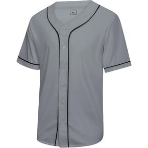 SPTEHW Blank Plain Baseball Jersey Short Sleeve Button Down Shirts Sports Hip Hop Hipster Jersey S-3XL