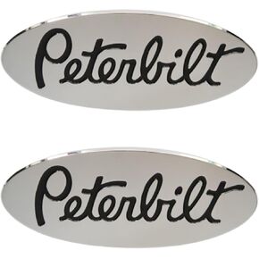 2pcs Logo Name Emblem Badge Plate Custom CNC Aluminum 6061 Fit for Peterbilt Hood Accessory Grille Fender (Blue)