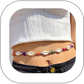 Bohemian Shell Starfish Waist Chain Boho Summer Beach Body Chain Holiday Belly Dance Waist Band for Women