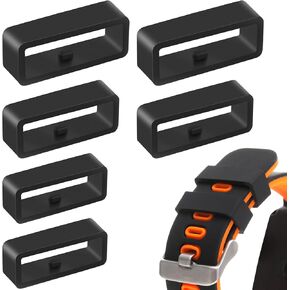 6Pcs Watch Band Loop, Silicone Watch Band Retainer Replacement Watch Band Loop Black Watch Band Keepers Watch Strap Holder Fastener Rings for 18mm/20mm/22mm Watch Bands