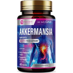 Akkermansia Probiotic with Prebiotic Fiber - Akkermansia Muciniphila GLP-1 Probiotics for Women & Men - Digestive, Gut, Overall Health & Immune Support, Third-Party Tested, Gluten-Free - 120 Capsules