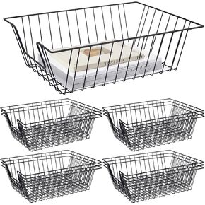 Yeaqee 12 Pcs Metal File Letter Tray Stackable Desk Tray Organizer Paper Basket Paper Holder Paper Bin Letter Trays and Stacking Supports for Office Home Classroom School, Black(16.5 x 12 x 5 Inches)