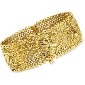 Ross-Simons 18kt Gold Over Sterling Wide Filigree Bangle Bracelet. 8 inches