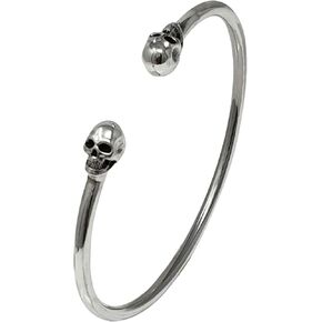 Unique Handmade 925 Sterling Silver Bangle for Women - Skull Bangle Bracelet
