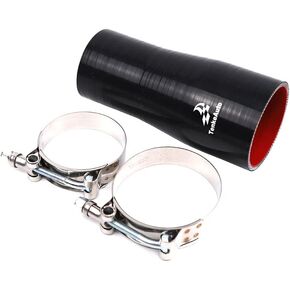 Universal TMKOOL 6" Length High Performance Straight Reducer 3"-4" ID Silicone Hose Coupler With T Bolt Clamp Air Intake/Turbo/Intercooler (Red, 3"-4")