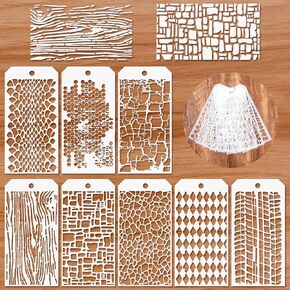 8 Pcs Stencils for Crafts Reusable Texture Stencils Leopard Brick Dot Art Texture Mixed Stencils Layering Drawing Templates for Painting on Wood Crafts Furniture