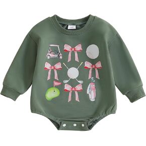 Newborn Golf Outfit Baby Boy Girl Daddy's Little Caddy Bubble Romper Long Sleeve Jumpsuit Infant Fall Winter Clothes