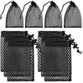 10 Pack Small Mesh Bags, 5.9 x 3.7 Inch Black Mesh Drawstring Bag Mini Nylon Net Bags with Drawstrings Small Travel Stuff Bags for Mini Stuff