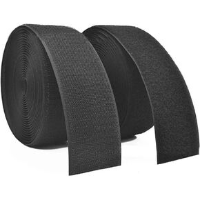 1 Inch (25mm) Sew on Hook and Loop Tape Set Non-Adhesive Style Sewing Fasteners (Black, 5 Yards)