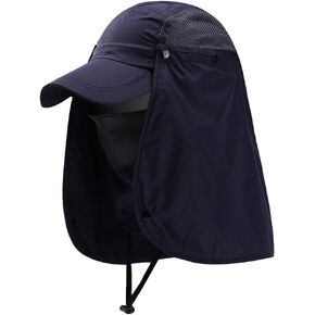Unisex UPF 50+ 360° Sun UV Protection Sunhat with Face Neck Flap Portable Foldable Baseball Cap