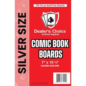 Gemini Comic Book Boards (Current/Silver) | 24-pt Acid-Free, Coated One Side, Buffered with 3% Calcium Carbonate, 100 Comic Backing Boards, Precision Cut – Silver Size (7" x 10 1/2")