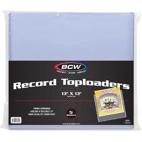 BCW 12-Inch Vinyl Record Topload Holder - 5 Pack | 11MM Thick | Rigid PVC Double LP Album Protector | Compatible with Record Sleeves and Bags | Essential Vinyl Album Storage and Display Solution