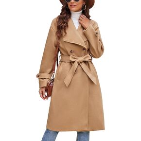 GRACE KARIN 2024 Womens Wool Coat Double Breasted Outwear Lapel Jacket Long Winter Pea Coats Trench Coat With Pockets