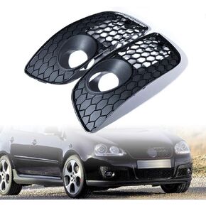 Compatible for VW 06-09 Golf GTI MK5 Jetta GLI MK5 Matte Black Lower Bumper Mesh Grill Honeycomb Fog Light Grille Cover Insert (Pair)