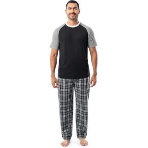Fruit of the Loom Men's Jersey Henley Top and Broadcloth Pant Sleep Pajama Set