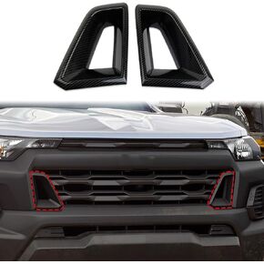 Korlot Carbon Fiber Style Front Bumper Trim Grille Side Cover for 2023-2024 Chevrolet Colorado