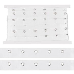 BENECREAT 5 Yards White Polyester Eyelet Tape, 1 Inch Wide Grommet Twill Tape Trim Ribbon Strip with Silver Metal Eyelet Ring for Corset Shirt DIY Sewing Crafts Making