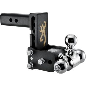 B&W Trailer Hitches Tow & Stow Adjustable Trailer Hitch Ball Mount with Browning Logo - Fits 2" Receiver, Tri-Ball (1-7/8" x 2" x 2-5/16"), 5" Drop, 10,000 GTW - TS10048BB