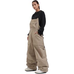 IMPHUT Womens Ski Bibs Snow Pants Super Baggy Snowboard Loose Bibs Waterproof Windproof Insulated Warm Winter