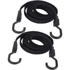 XSTRAP STANDARD 2PK 77 Inch Flat Bungee Cord Heavy Duty Adjustable Long Straps with Hooks for Hand Truck, Camping, Motorcycle, Cars, Bikes, Luggage Rack (Black)