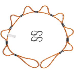 | Bungee Cord with Hooks Tie Down System | Adjustable Cargo Strap | Knot Free | Truck, RV, ATV, Camping,Outdoor Accessory, Multipurpose | Loop, Clip and Go | 2 Carabiners | 5 Feet