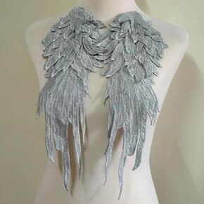 Angel's Wings Water Soluble Lace Embroidery Wing Pattern DIY Lace Accessories Heavy Industry Multi Layer Decal 1 Pair (Green)
