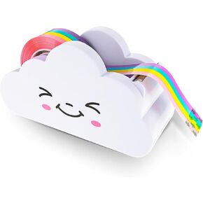White Tape Desk Dispenser Cute Tape Dispenser Cloud Tape Cutter with Rainbow Novelty Tape Dispenser Holder for Home School Office Stationary Packaging Wrapping Craft Supplies Tape Dispensers