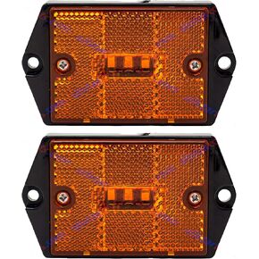 [ALL STAR TRUCK PARTS] Square Red/Amber 3-LED Marker Light Reflectorized Lens Surface Mount, 2-4/5" Rectangular Truck Trailer Towing Led Light Side Reflector Reflex Accessories (Red, 2) in Kuwait