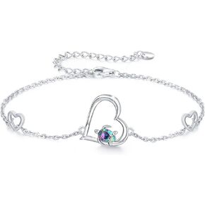 Cuoka Turtle Bracelet 925 Sterling Silver Opal Turtle Jewelry Sea Turtle Bracelet Ocean Nature Bracelet Turtle Gift for Her for Women