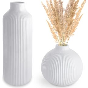Ceramic Vase Set of 2, Small Black Vase for Flowers, Modern Home Decor Aestheticfor Watertight Matt Vase for Living Room Centerpiece Table Decorations