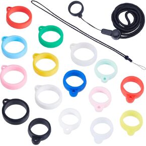 CRASPIRE 23Pcs Anti-Lost Lanyard Set 3pcs Lanyard Strap 5pcs Necklace Lanyards Pendant Holder 15pcs Silicone Rubber Rings Adjustable Fixing Rings Pen Protective Ring Replacement Multipurpose Keychain