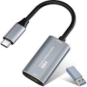 USB Video Capture Card, VHS to Digital Converter, RCA to USB Converter, Hi8 Mini DV to DVD Converter for Tape Player Camcorder Camera PC TV, Windows Mac OS Compatible
