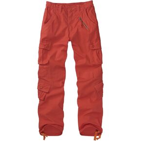 Sobrisah Women Mid-Rise Cargo Pants Heavy Cotton Casual Pants 8 Pockets Regular Fit/Plus Size Military Work Trousers