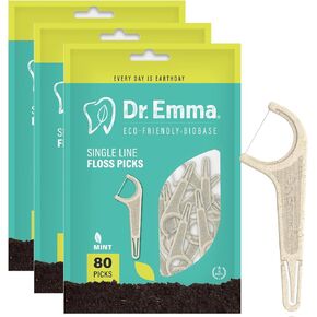 Biodegradable Dental Floss Picks Charcoal Floss Picks Tooth Flosser for Adults Teeth Cleaning Toothpick Stick Soft On Gum & Teeth 240 Count