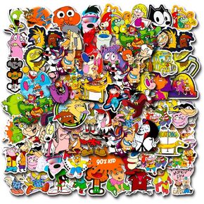 90s Cartoon Stickers 100PCS Vinyl Waterproof Stickers for Laptop,Bumper,Skateboard,Water Bottles,Computer,Phone,Cartoon Anime Stickers for Kids Teens Adult