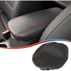 Armrest Box Center Console Cover for Kia Forte cerato 2019 2020 2021 2022 2023 2024, Microfiber Leather -Red Stitches