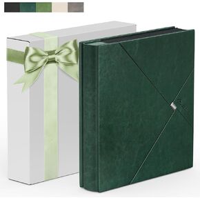 popotop Photo Album 4x6 300 Pockets with Writing Space, Leather Heirloom-Quality Book for Wedding Gifts Baby Memory Anniversary Family, Photo Book with a Gifts Case & 100 Message Cards & a Ribbon