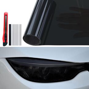 16" x 7ft Headlight Taillight Tint Film,Dark Black Car Light Self-Adhesive Tint Film, Brake Light/Headlight/Tail Light/Fog Light Car Protector Film, Cover Tint Film for Cars, Trucks, SUVs