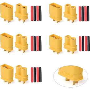 TMH 20 Pairs XT60 Connector XT-60 Male Female Bullet Connectors Plugs with 80 pcs Heat Shrink Tube for RC Lipo Battery Car Boat (20 Male+20 Female)