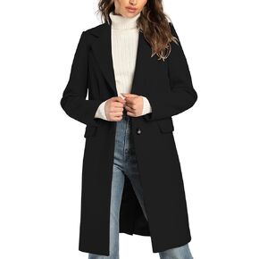 IDEALSANXUN Womens Wool Coats Fall Winter Notch Lapel Trench Coat Long Blazer Jackets