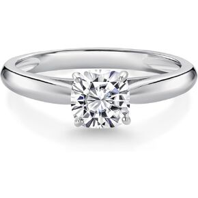 Gem Stone King 10K White Gold Lab Grown Diamond Engagement Ring For Women | 0.50 Cttw | Cushion 5MM | Gemstone April Birthstone | DEF Color | VVS-VS Clarity | Available in Size 5,6,7,8,9