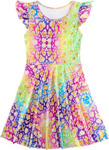 Girls Sleeveless Casual Dress Floral Printed Sundress for Home Party Beach Kindergarten Graduation in Kuwait