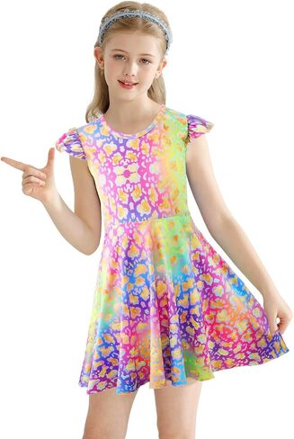 Girls Sleeveless Casual Dress Floral Printed Sundress for Home Party Beach Kindergarten Graduation in Kuwait