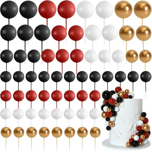 75 Pieces Black Cake Balls Topper Decorations Foam Cupcake Topper Mini Balloon Cake Topper Balls Cake Picks for Cake Deco Birthday Party Wedding in Saudi Arabia