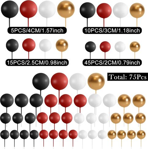 75 Pieces Black Cake Balls Topper Decorations Foam Cupcake Topper Mini Balloon Cake Topper Balls Cake Picks for Cake Deco Birthday Party Wedding in Saudi Arabia